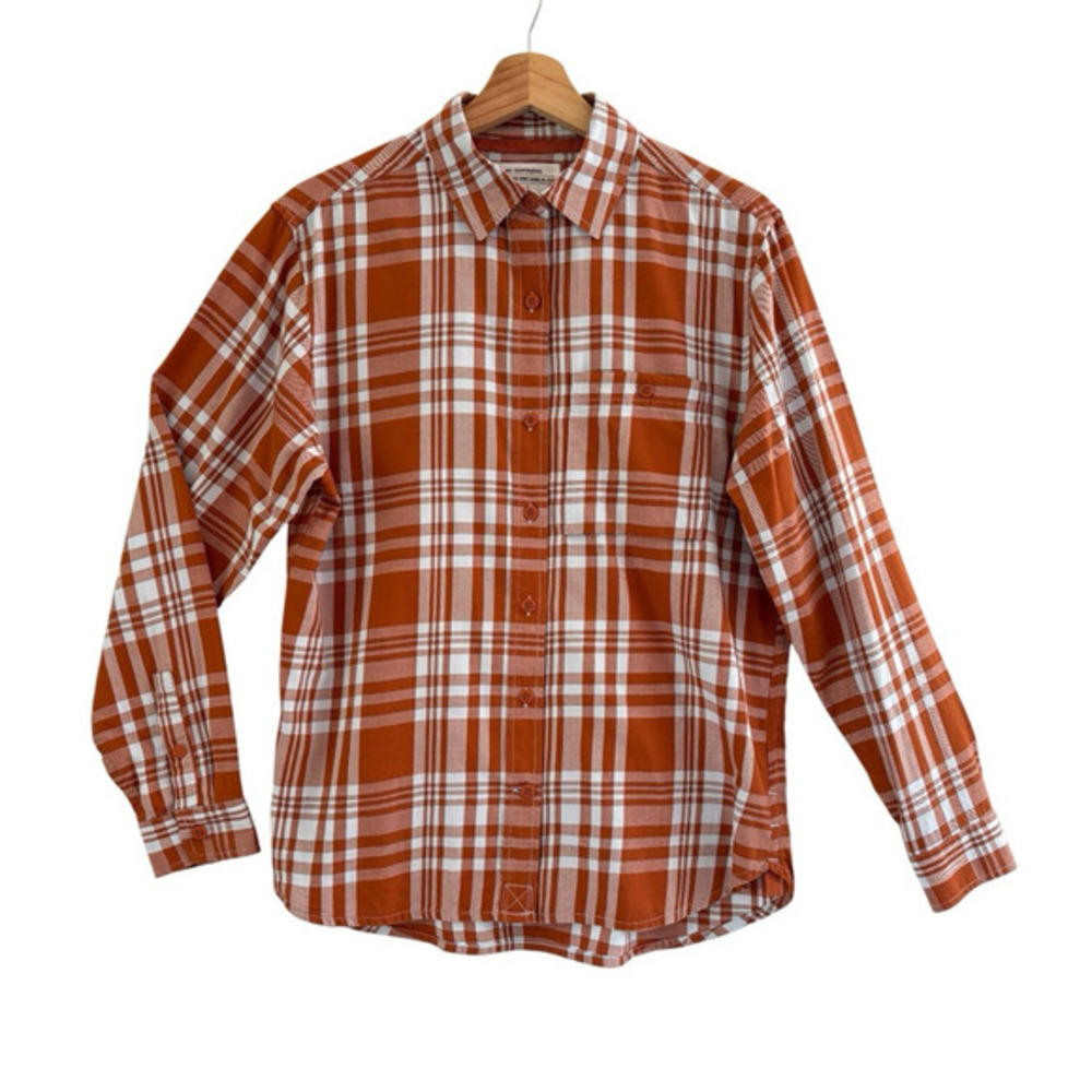 REI Co-op Lightweight Cotton Button‎ Up Shirt Burnt Orange Cream Plaid Womens S